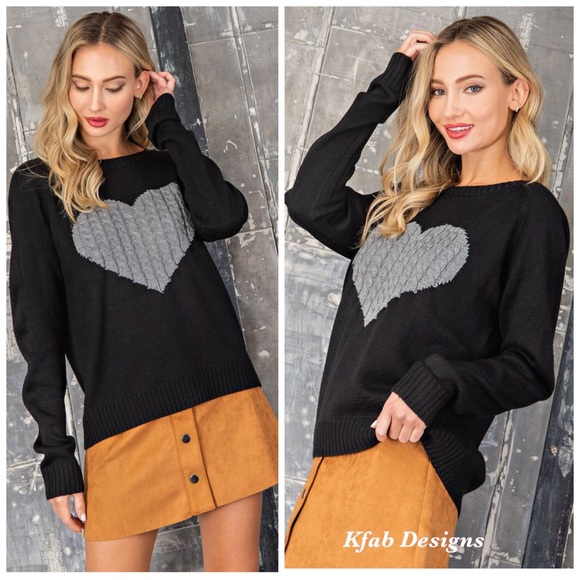 Sweaters - ❤️LAST! Cable Knit Heart Contrast Soft Sweater!